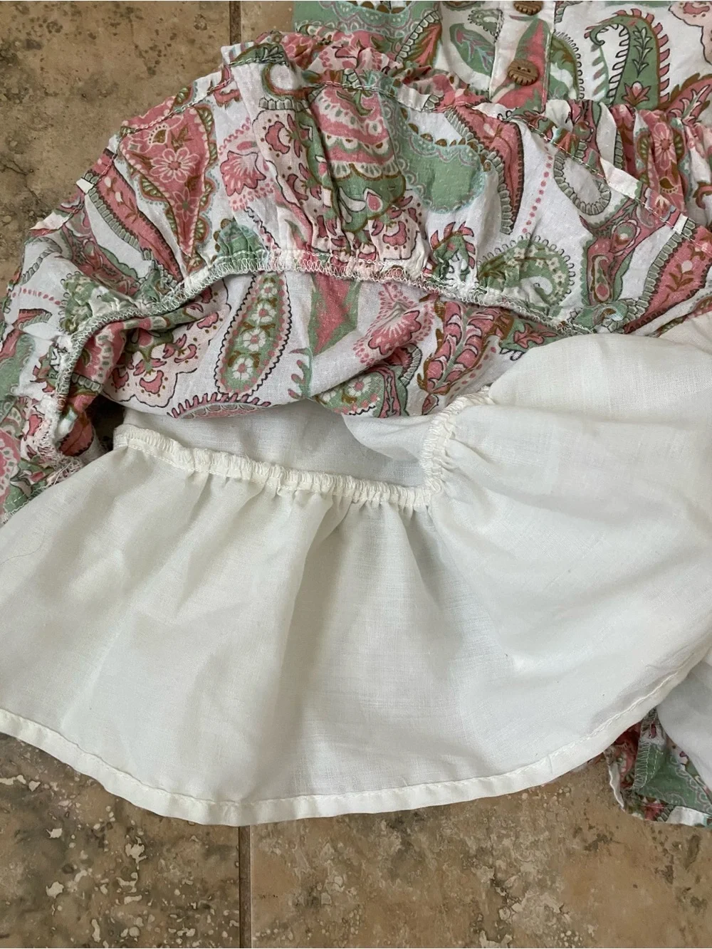 Haute Hippie Boho Girls Paisley Pompom Trim Pink Mint Adorable Summer Dress 2T